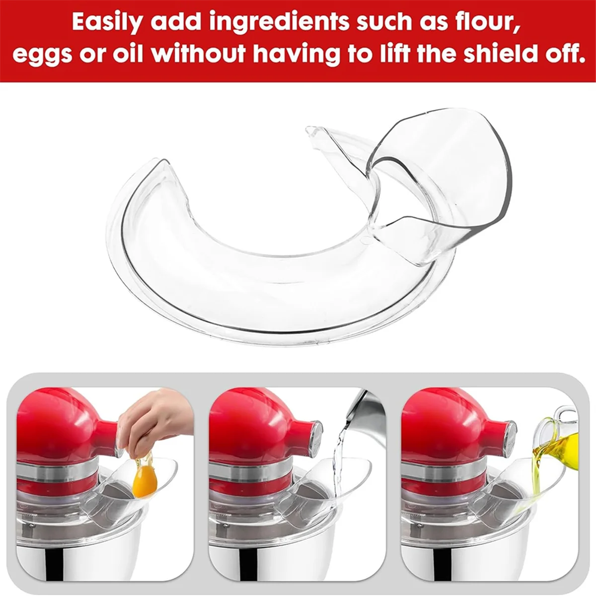 ใหม่ล่าสุดสําหรับ KitchenAid 4.5-5 Quart Tilt-Head Stand เครื่องผสม, Secure Pouring Shield & เครื่องผสมชามครอบคลุม Mixer Splatter Guard ฝาปิด