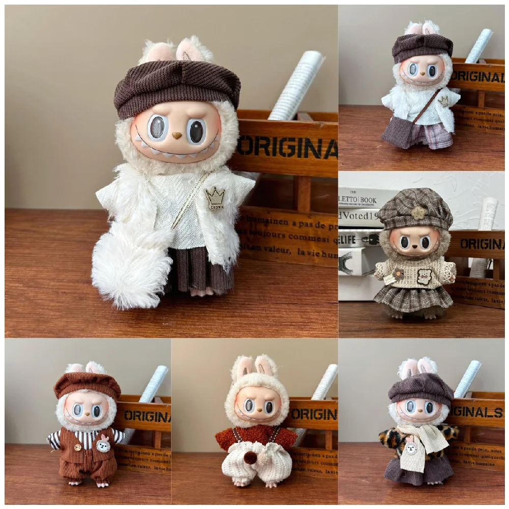 Für Ropa Labubu 17 cm Labubu-Set, Hut, Kunststil, kleine Künstlerkleidung, Labubu-Kleidung