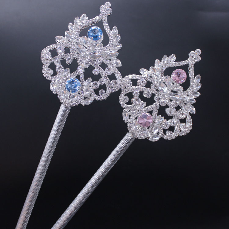 Metal Rhinestone Goddess Athena Fairy Wand Children's Runway Scepter Pageant Party Props L43.5cm