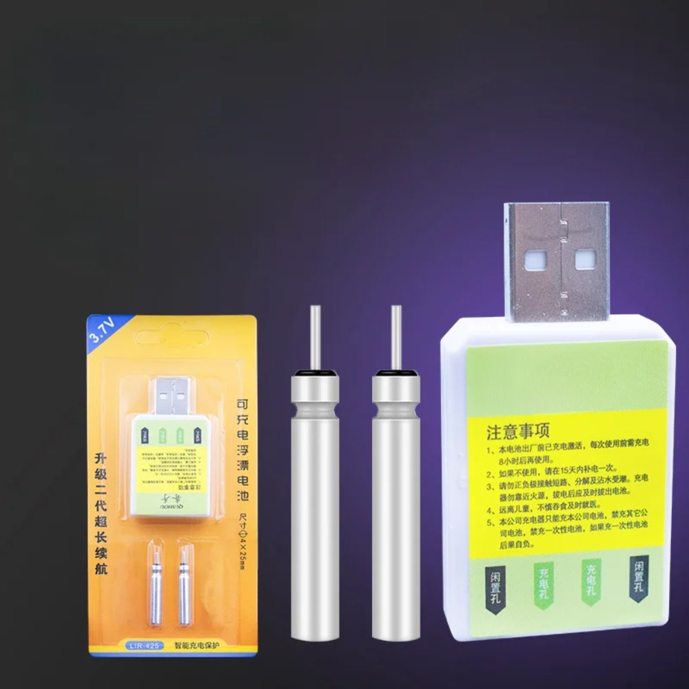 Visvlotter Lichtgevende oplaadbare CR425-batterij met 2 gaten USB-oplader voor elektronische lichtstok Nachtvisboei Visgerei