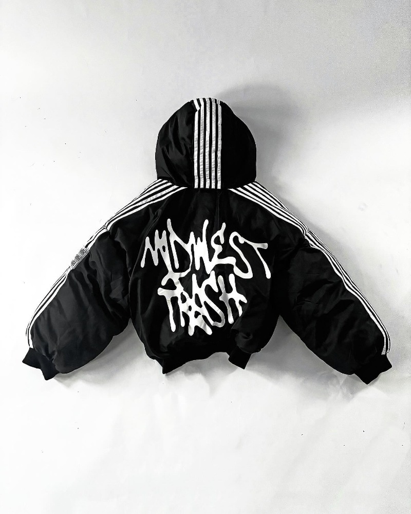 Nova personalidade de rua jaqueta de inverno feminino quente casual algodão-acolchoado jaqueta moda tendência harajuku listrado solto casaco com zíper
