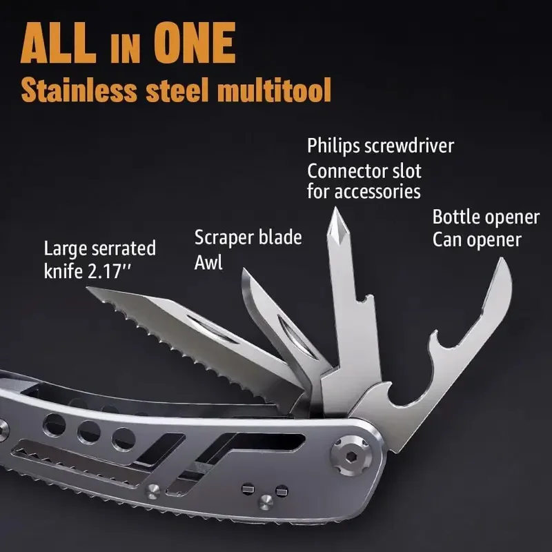 Pinza multiutensile 24 in 1 multiutensile con ​ Multiutensile professionale per regali di sopravvivenza, campeggio e caccia per uomo, papà, banda Hus