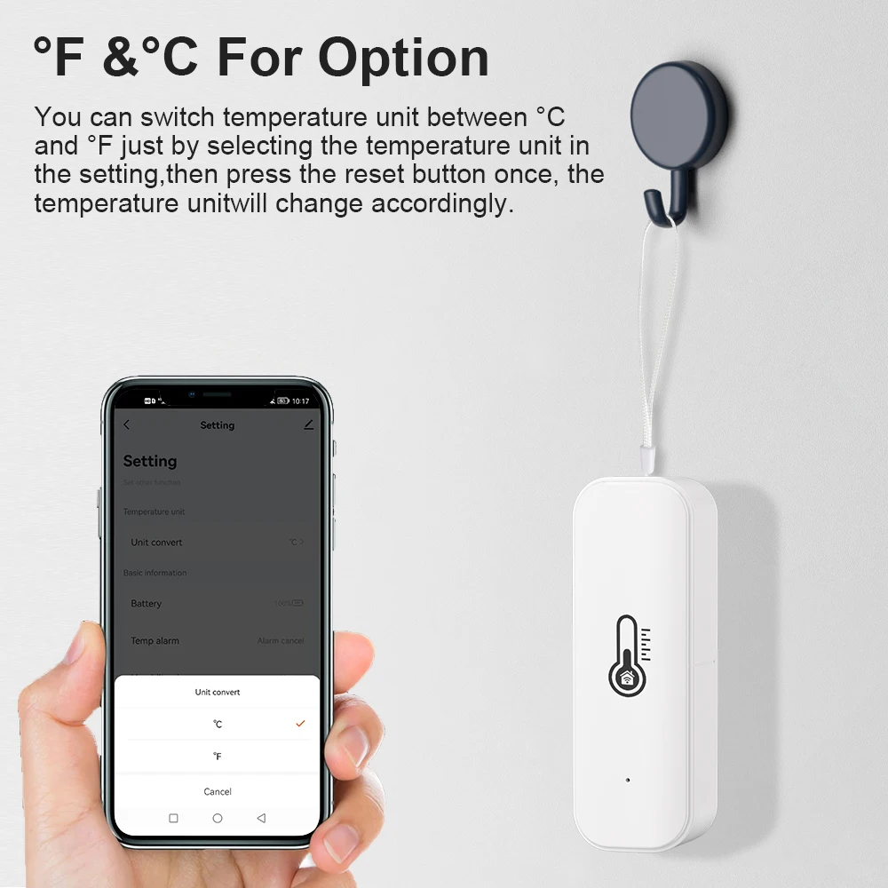 Tuya wifi sensor de temperatura umidade com cor branca para casa inteligente alimentado por bateria app monitoramento alexa google voz