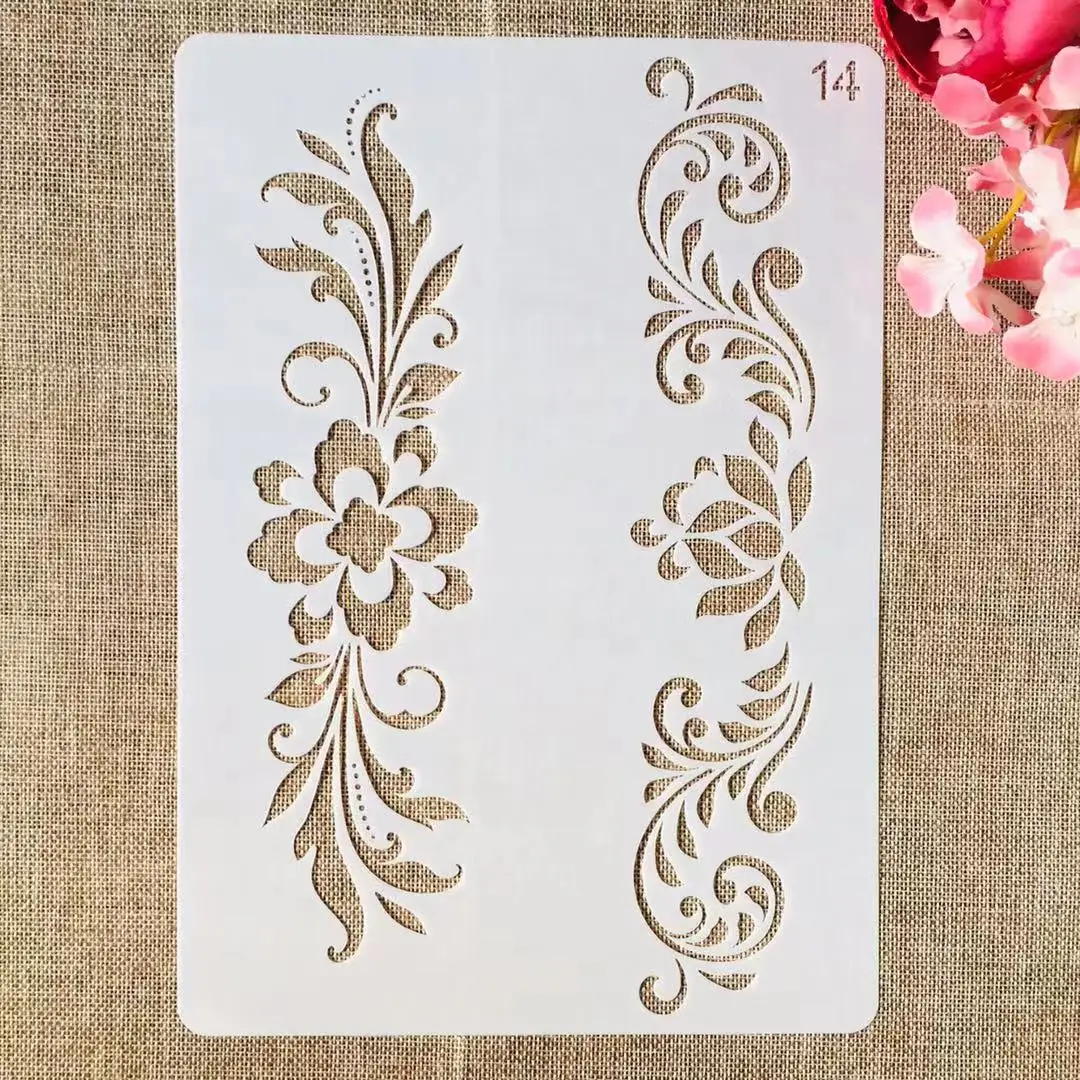 1Pcs A4 29cm Blume Blätter Rand DIY Schichtung Schablonen Malerei Sammelalbum Färbung Präge Album Dekorative Vorlage