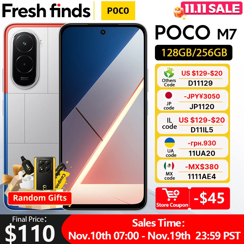 【Estreno mundial】POCO M7 Versión global Smartphone Snapdragon 685 7000mAh 50MP Cámara inmersiva 6.9" FHD+ Pantalla 33W Carga