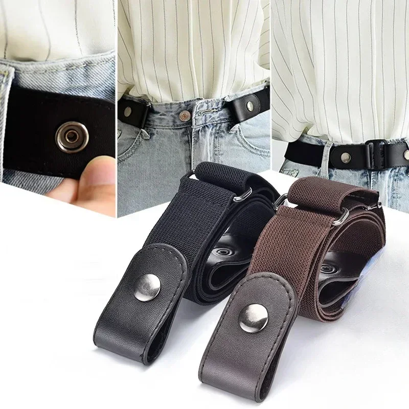Nueva banda elástica ajustable para la cintura, cinturón Invisible, cinturones sin hebilla para mujeres y hombres, pantalones vaqueros, vestido sin hebilla, fácil de usar