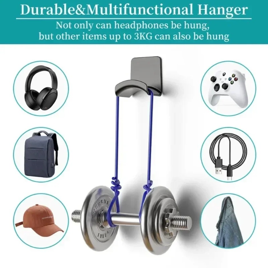 XIKCU Desk Universal Headphone Stand Adhensive Plastic Wall Mount Hanger Headset Holder Support For Gaming Earphone Bracket