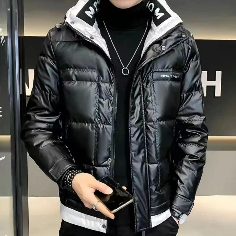 Moda nova jaqueta de inverno masculina na moda jaqueta curta masculina leve quente jaquetas acolchoadas casaco superior