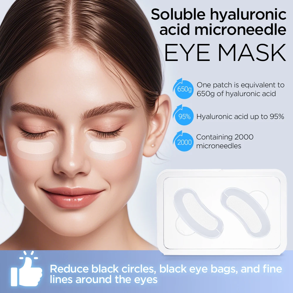 Parches para ojos con microagujas, mascarilla coreana para el cuidado de la piel, ácido hialurónico, 1-10 Uds., antiarrugas, envejecimiento, mascarilla hidratante para ojos en círculo oscuro