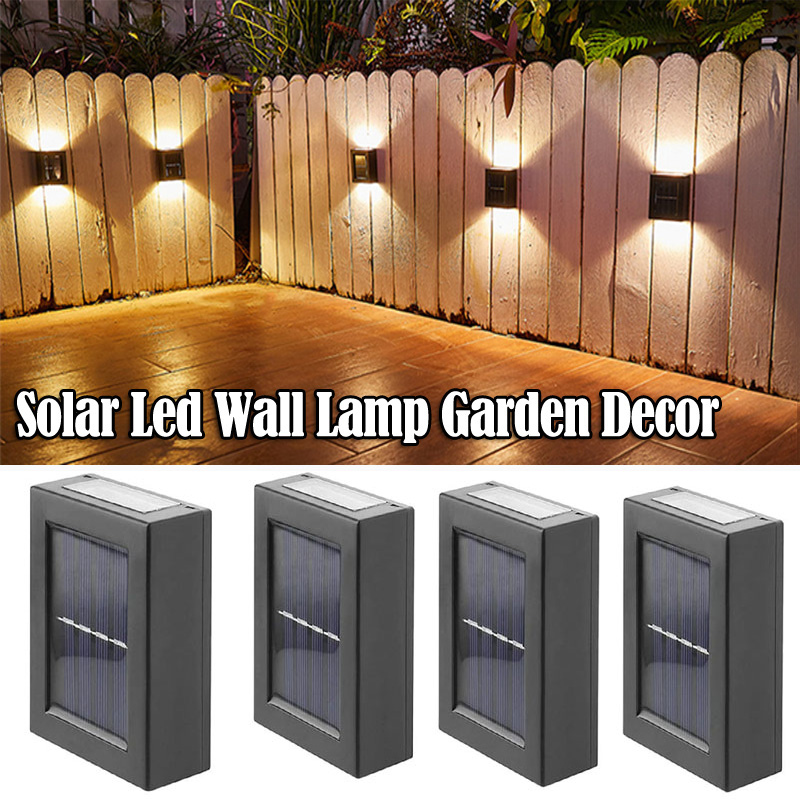 Solar Wall Light ABS Waterproof Up Down Outdoor with Built-in Li-ion Battery for Garden Yard Stairs Decoration Solar Panel Light