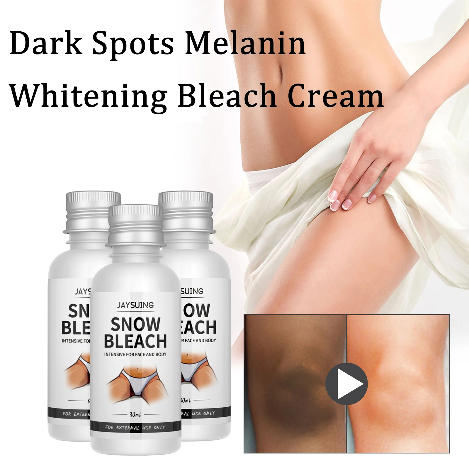 Creme de lixívia para clareamento corporal, creme para iluminar as axilas, cotovelo, joelhos, remoção de articulações, peças íntimas, manchas escuras, melanina, creme de lixívia de neve 30ml
