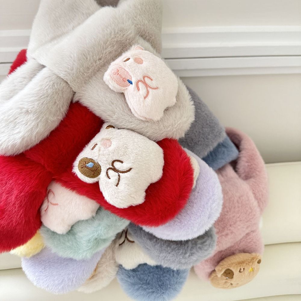 2pcs Kawaii Kapibala Plush Scarf Kapibala Shaped Thicked Cross Neck Warmer Neck Wrap Solid Color Children's Kapibala Scarf