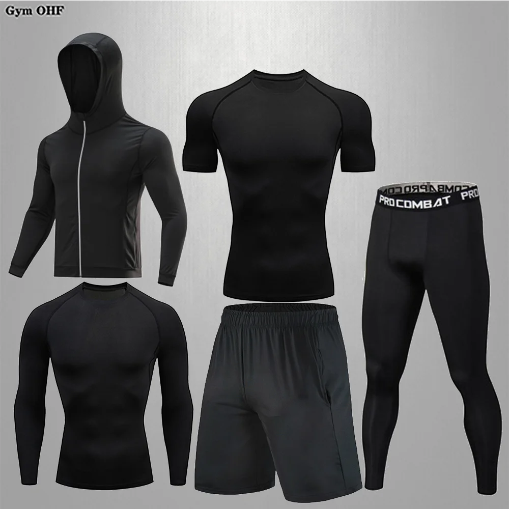 Traje deportivo para hombre, conjunto de ropa deportiva de compresión para gimnasio, correr, trotar, ropa deportiva, ejercicio, Rashguard, chándal MMA para hombre