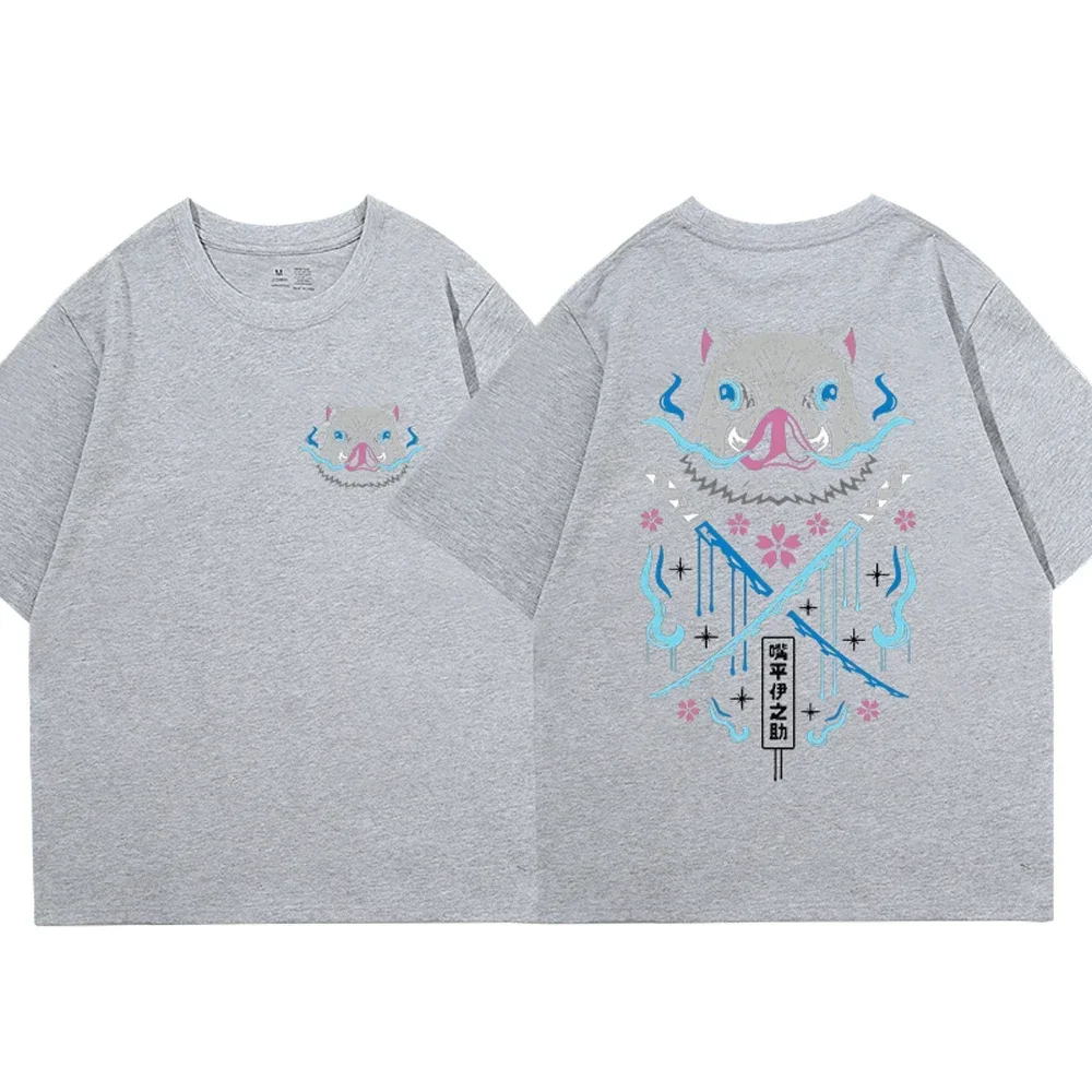 夏のメンズアニメデーモンスレイヤープリント Tシャツ綿 100% 日本アニメ獣フィットネストップ高品質カジュアルストリート