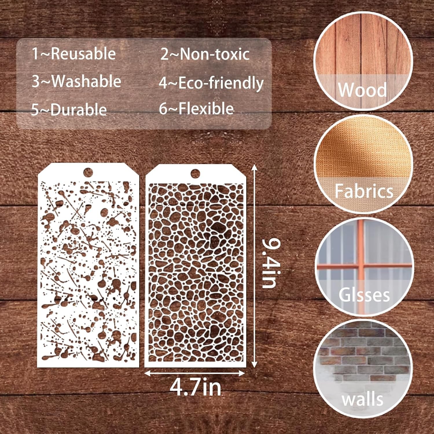 8Pcs/Set 24cm Leopard Brick Dot Mesh DIY Layering Stencils Painting Scrapbook Coloring Embossing Album Decorative Template