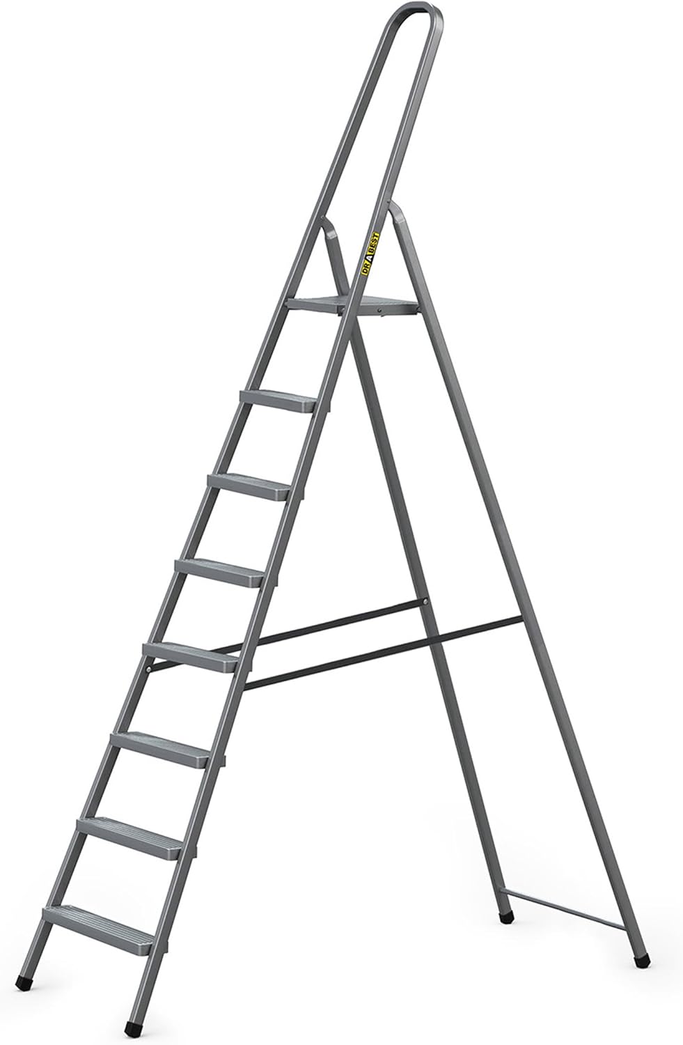 Stepladder Trabalho Altura 8 Passos, 125 kg Capacidade de Carga, 2.43 m Longo, 3.68 m Aço revestido a pó Aço, Adequado para Hou