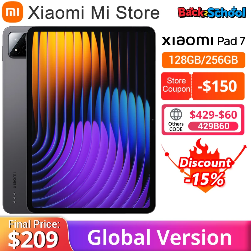 Xiaomi Pad 7 Глобальная версия Mi Tablet Snapdragon 7+ Gen 3 11,2 дюйма 3,2 К, 144 Гц, дисплей Adreno, графический процессор, 45 Вт, турбозарядка, 8850 мАч