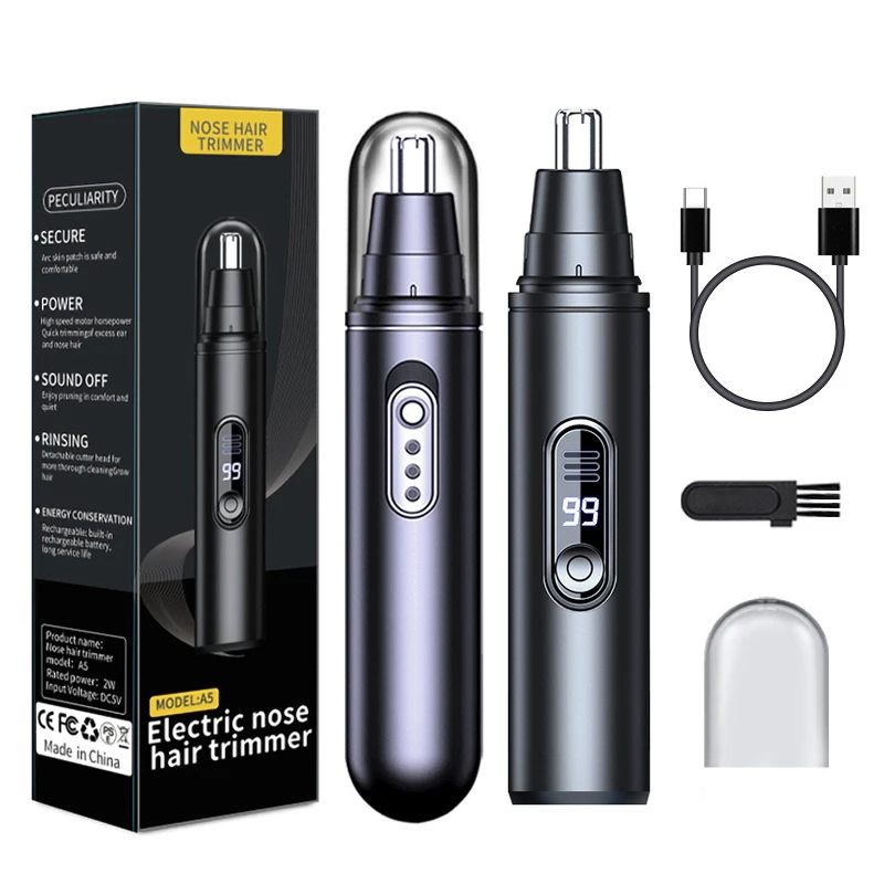 Recortador de pelo de nariz, cortadora indolora de pelo de nariz, oreja, cejas, recortador portátil para hombres y mujeres, recortador de pelo de nariz eléctrico recargable