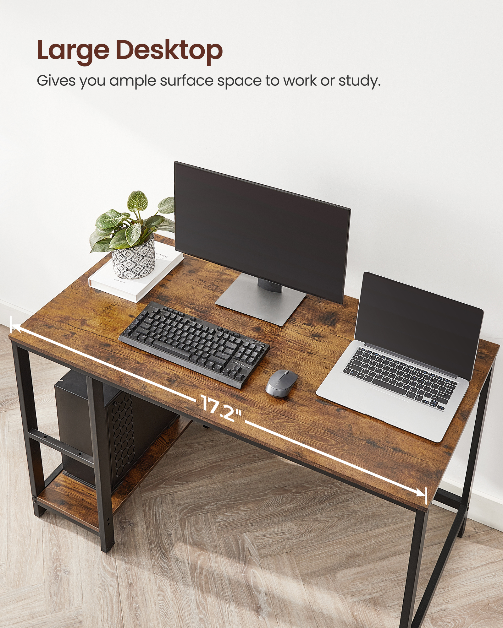 VASAGLE bureaucomputertafel in industrieel ontwerp