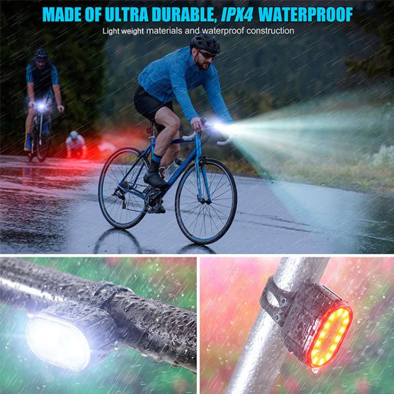 Faro delantero para bicicleta, luz de advertencia de seguridad, luz LED USB recargable a prueba de agua