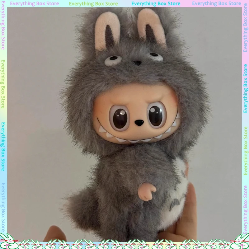 Para 17cm labubu boneca roupas de pelúcia bonito totoro roupas do bebê labubu boneca pingente roupas postura em pé boneca roupa ropa