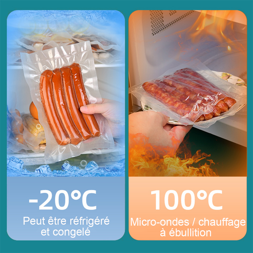 Sacs d'emballage sous vide en rouleau, sacs de scellage sous vide pour aliments, sacs de stockage sous vide en rouleau de 500cm/rouleaux