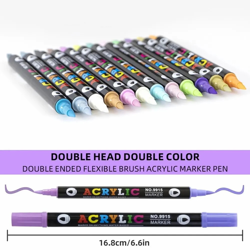 Double Headed สีอะคริลิค MARKER ปากกา,สี Art Graffiti ปากกา,กันน้ํา,ทึบแสง, น้ํา Soft Headed ปากกา