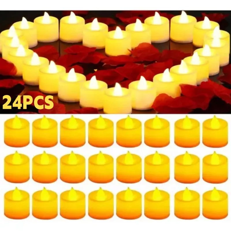 24 velas LED sin llama con pilas, velas LED eléctricas falsas de más de 200 horas, luces de té