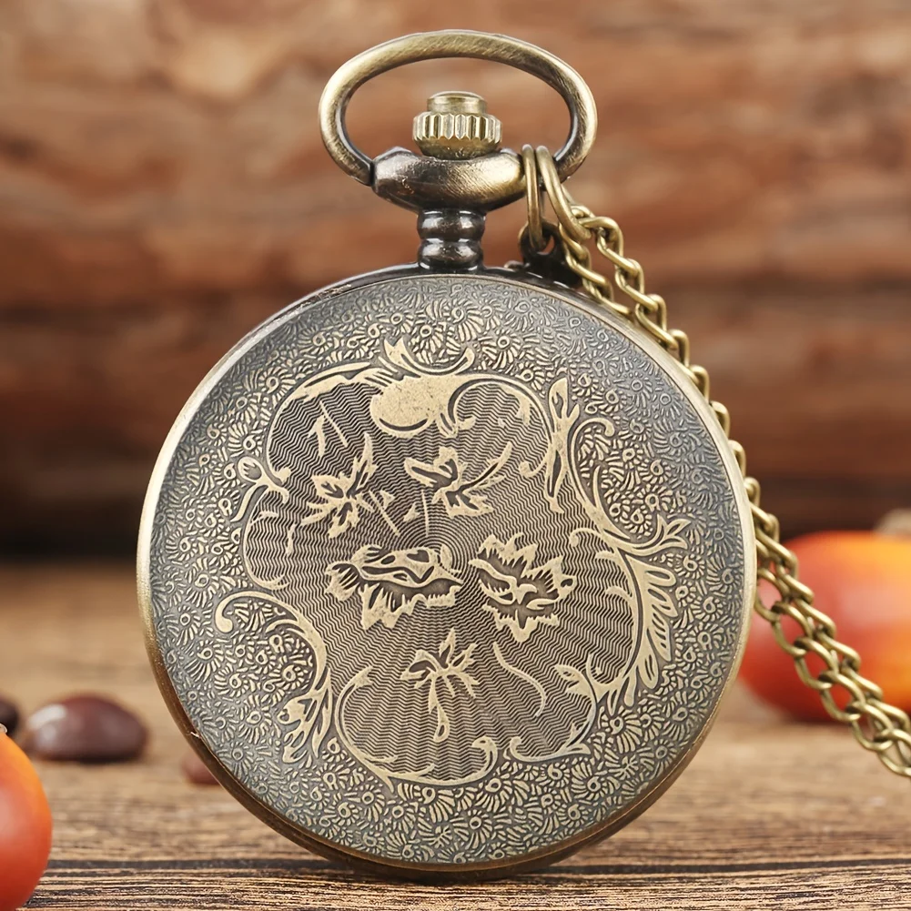 Requintado vintage bronze oco borboleta com gaiola pingente relógio de bolso de quartzo com colar corrente presente masculino feminino relógio