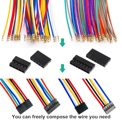 Разъемы 2,0 мм и кабели 24AWG, Φ Dupont,Dupont-2.0 Single Row * 2/3/4/5/6/7/8/9/10P (Dupont-2.0mm)