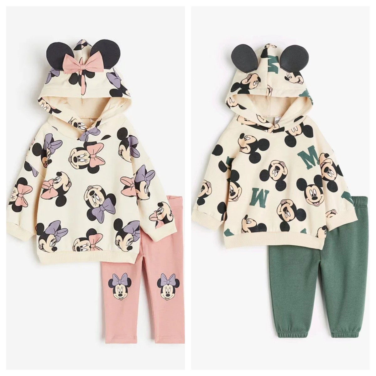 Felpa con cappuccio per bambini Set Abbigliamento per bambini Abbigliamento per neonati Topolino Maglioni casual con cappuccio Felpa con cappuccio + pantaloni 2 pezzi / set