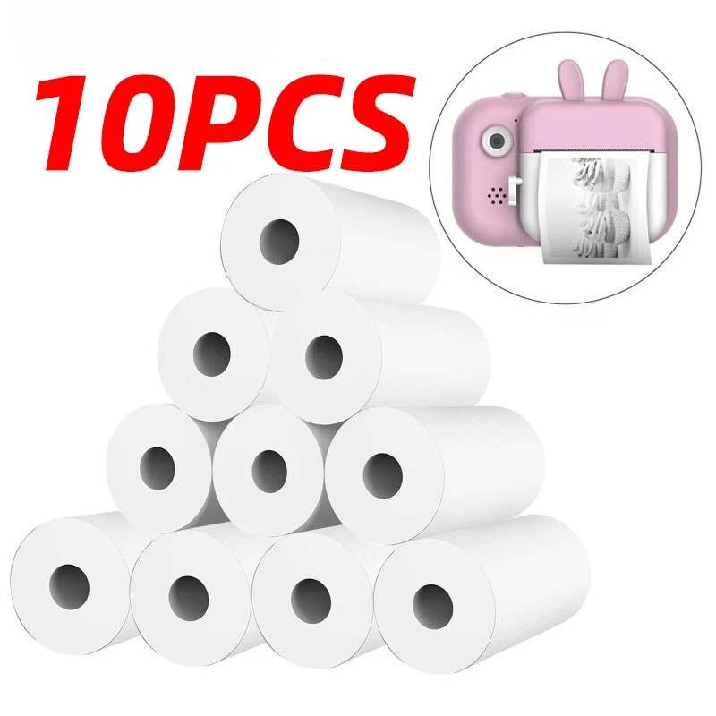 Rouleaux de papier thermique blanc pour impression instantanée d'appareil photo pour enfants, pâte de bois, rouleau, accessoires pour miniimprimantes, 10 rouleaux