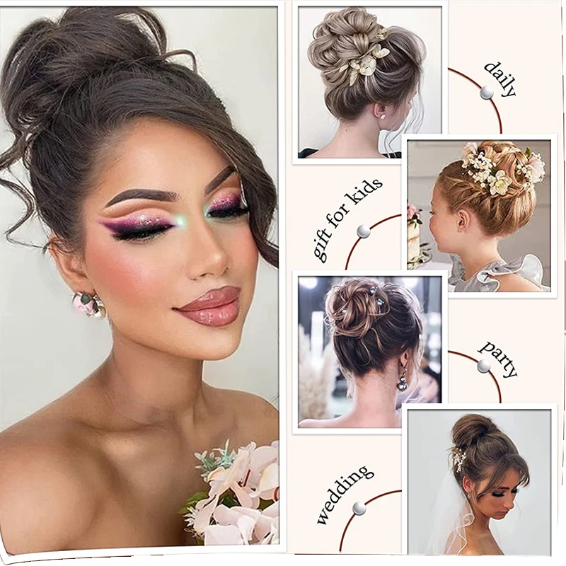 MSTN 爪スタイル乱雑なおだんごヘアアクセサリー、カーリーヘアおだんごヘアアクセサリー、女性用ヘアエクステンション