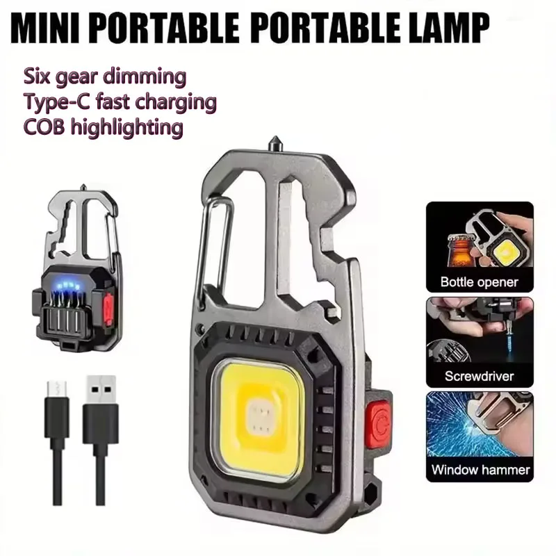 Mini cob led luz ultra chaveiro luz pequena lanterna luz de trabalho forte cob ultra leve lanterna portátil