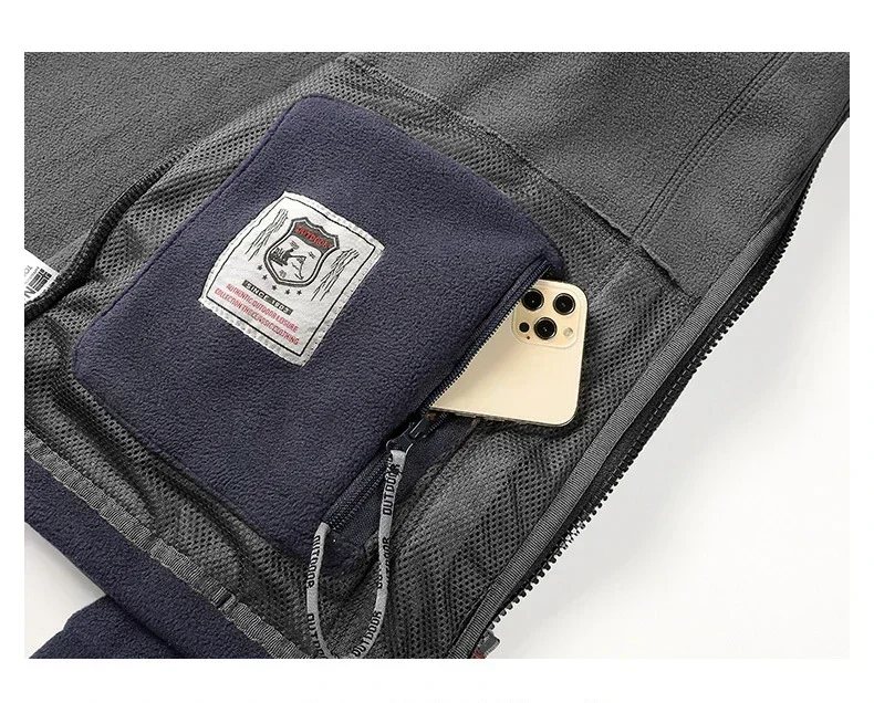 Men Fleece Jacket Pockets Thicken Polar Norway Ski Jackets Cold-proof Overcoat Plus Size Outwear Autumn Winter Casual Warm Coat