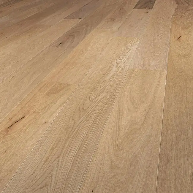 Piso de madera maciza de ingeniería cepillada rústica + laca natural glaciar