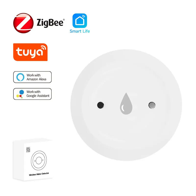 Sensor de inmersión en agua Tuya Zigbee2mqtt, Sensor inteligente de fugas de vida, alarma de conexión de agua, monitoreo remoto por aplicación, Detector de fugas de agua