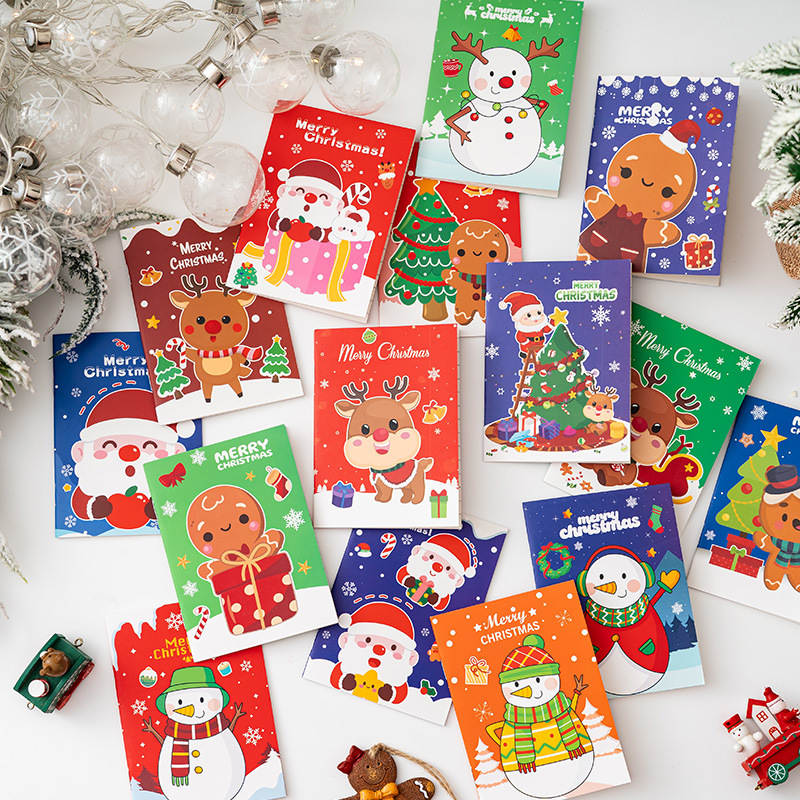 20 pcs Christmas Theme Mini Notebook Christmas Decoration Pocket Portable Notepad Children's Small Prize Booklet