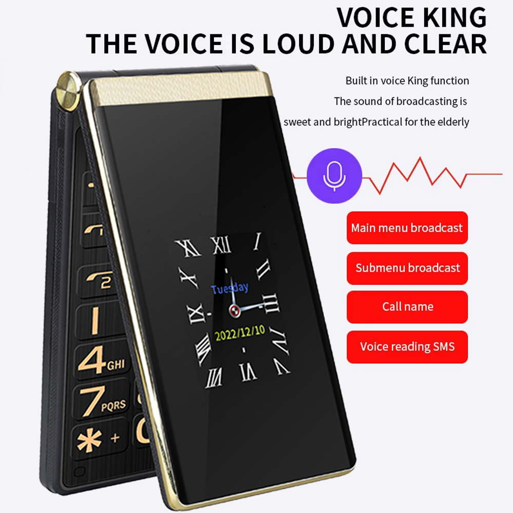 Yeemi M1 Feature Phone Big Push-Button 2G Flip Phone Dual Display Mobile Phones Arabic Hebrew Russian Keyboard Cellphone On Sale