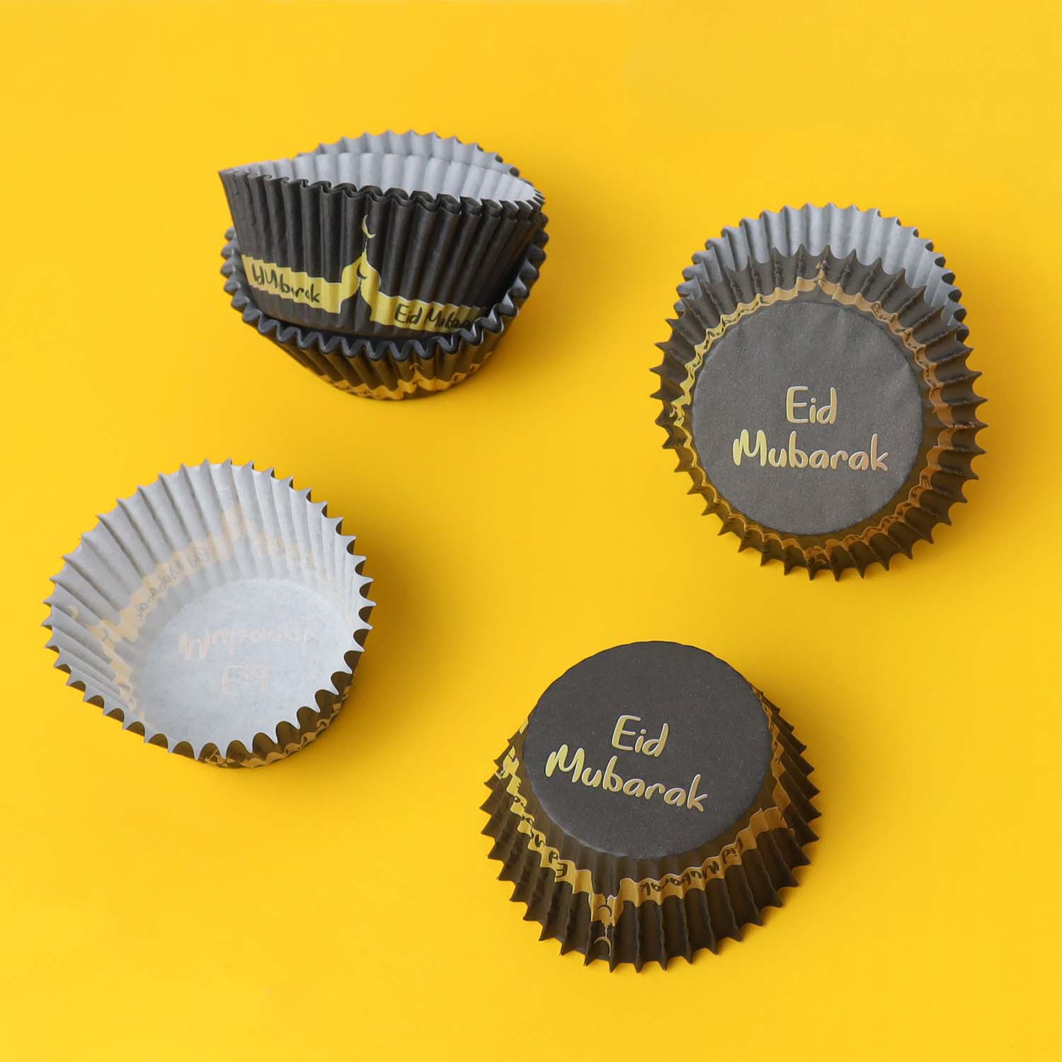 50pcs/set Eid Mubarak Cupcake Paper Cups Ramadan Mubarak Cake Wrapper Baking Tray Islam Muslim Party Supplies Ramadan Decoration