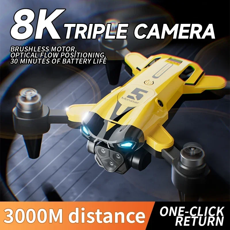 M5 drone 5g profissional 8k com grande angular, três câmeras, evita obstáculos, fluxo óptico, posicionamento, vigilância de segurança