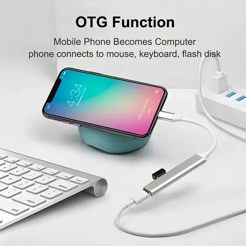 Hub USB 3,0 de 4 puertos, divisor tipo c de alta velocidad, 5Gbps para PC, accesorios de ordenador, concentrador multipuerto, 4 puertos USB 3,0 2,0