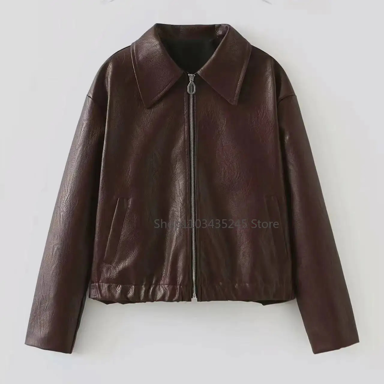 Veste en cuir pour femme, streetwear, décontracté, noir, nouvelle collection 2025