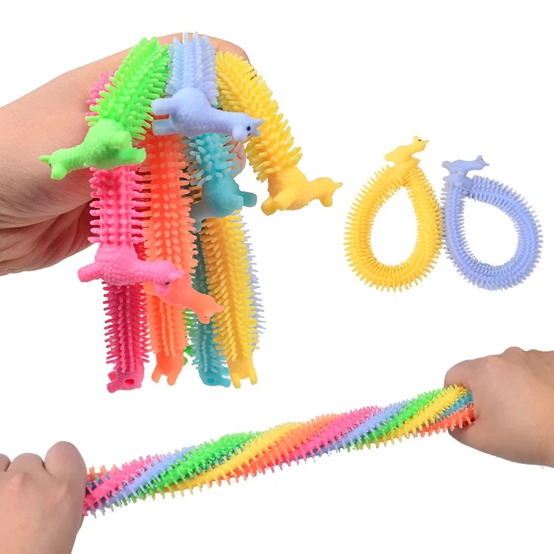 3-6PCS Funny Unicorn Pull Worm Noodle Fidget Toys Stretch String Anti Stress Toys String Stress Relief Autism Vent Toy Gift