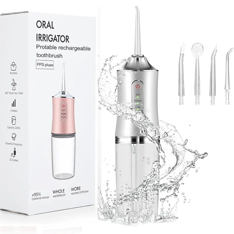 Irrigador Dental eléctrico de agua, irrigador Oral portátil, rociador de cama Dental, palillo de dientes, lavadora bucal, 4 boquillas