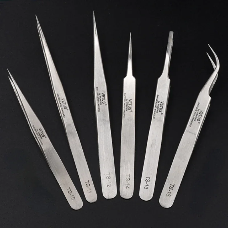 Pinzas multiherramienta antiestáticas industriales de acero inoxidable, pinzas curvas para pestañas y cejas, abrazadera de precisión, herramienta de reparación de relojero