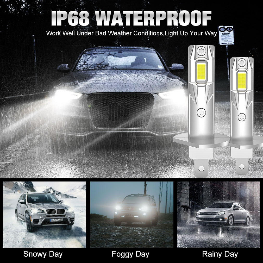 20000LM H1 H3 bombilla LED para faros Mini H1 H3 tamaño Canbus inalámbrico para lámpara de coche CSP 3570 Chip blanco 6500K Plug & Play 12V