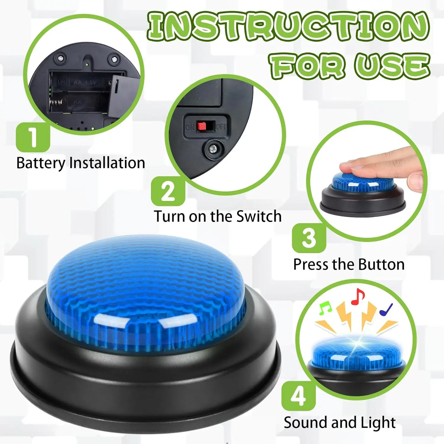 Answer Buzzers for Game Shows 4pcs Game Buzzers with Lights & Sounds Buzz Buttons for Kids - Perfect for Classroom Games