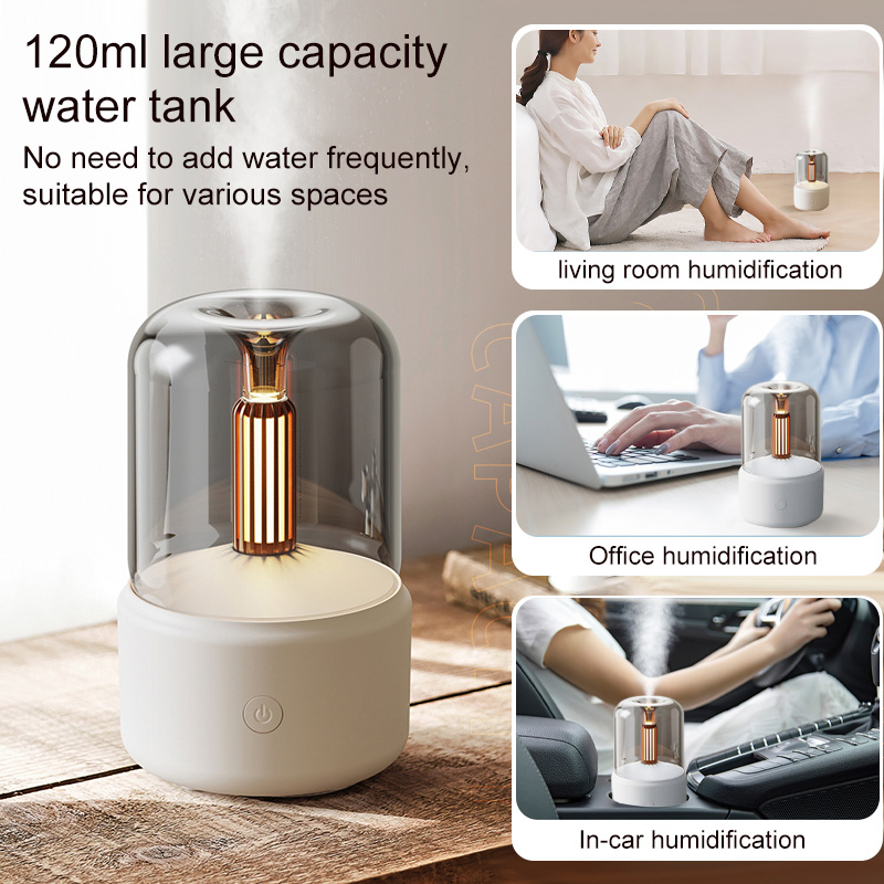 120 ml Luftbefeuchter Kerzenlicht Nachtlicht Duft Diffusor Hause Ätherisches Öl Nebel Sprayer Luftreiniger Aroma humidificador