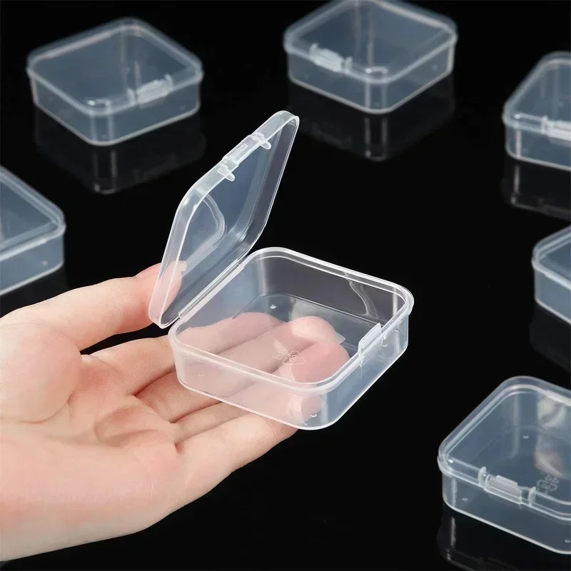 6/60PCS Mini Kunststoff Box Transparent Quadratischen Lagerung Container Fall Tragbare Verpackung Display Box Verpackung für Schmuck perlen
